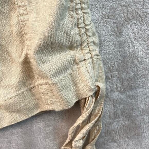 GUESS Capri Pants Linen Off White Size Medium Pockets Summer Neutral Lightweight - Picture 4 of 10